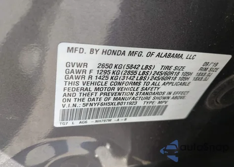 2020 Honda Pilot Awd Ex-L из США, поврежденный, VIN 5FNYF6H5XLB011923